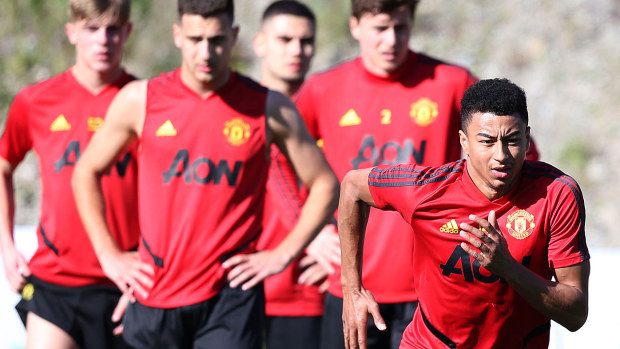 Jesse Lingard of Manchester United in action during first team training session on February 11, 2020 in Malaga, Spain. 