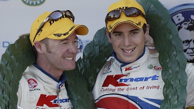 Greg Murphy and Rick Kelly celebrate their 2003 Bathurst 1000 victory.