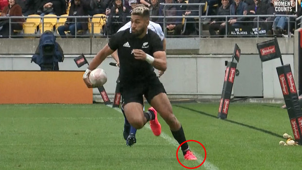 The All Blacks' first try has come under scrutiny. 