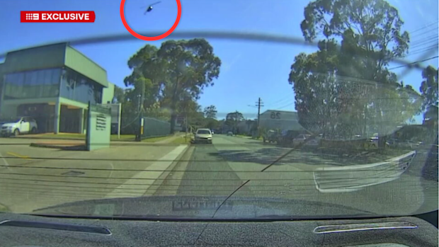 Video footage showing the moments before a helicopter crash in Bankstown.
