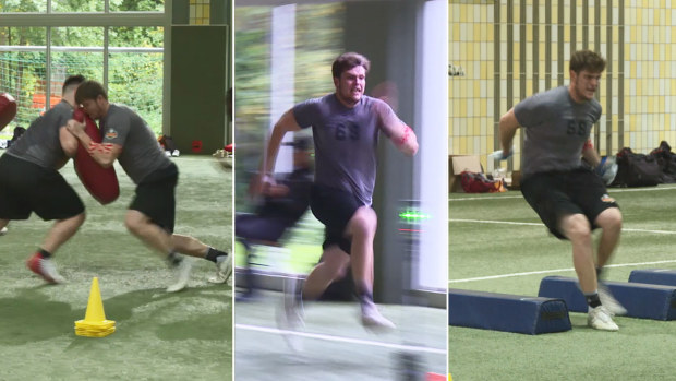 Joel Maddock, from Australia, at the 2019 NFL International Combine