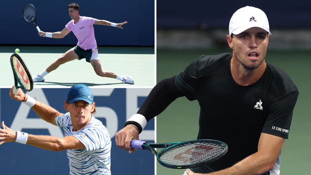 Clockwise from top left: Thanasi Kokkinakis, Chris O'Connell and Alex de Minaur.