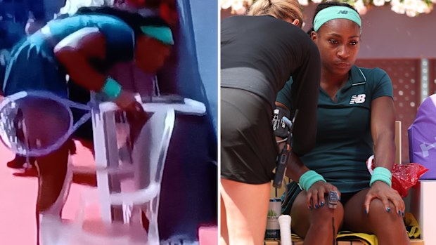 Coco Gauff throws up courtside after falling ill in Madrid.