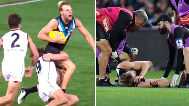 Jack Watts goes down in Port victory
