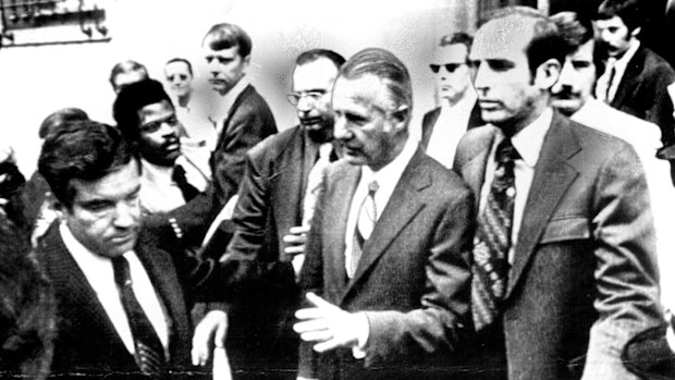 Spiro Agnew after pleading guilty to tax evasion.