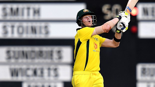 Steve Smith batting against the Kiwis