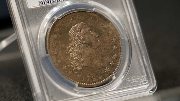 A rare 1794 U.S. silver dollar, said to be among the first ever minted.