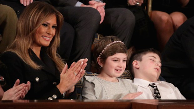 Melania Trump with Grace Eline and Joshua Trump