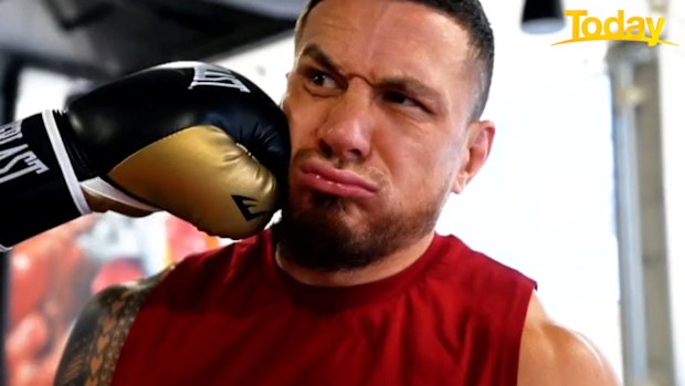 Karl Stefanovic Sonny Bill Williams face-off in boxing ring