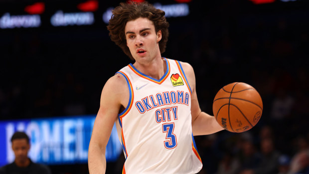 Josh Giddey #3 of the Oklahoma City Thunder in action