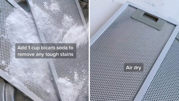 How to clean rangehood filters TikTok video