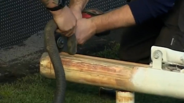 Ground staff cut the goal posts down to size after discovering they were five centimetres too big.