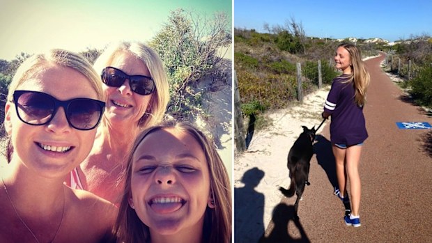 Ms Passarini, pictured bottom right on the left photo with family, says Australia quickly became her home.  
