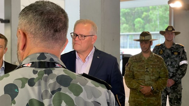 Prime Minister Scott Morrison at Gallipoli Barracks in Enoggera, Brisbane.
