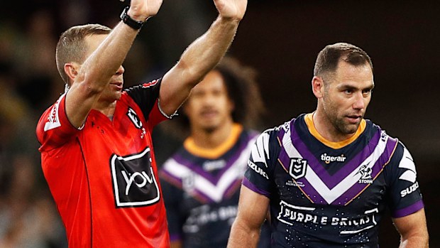 Cameron Smith of the Storm is sent to the sin bin
