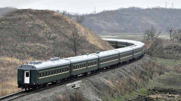 A special train carrying North Korean leader Kim Jong Un.