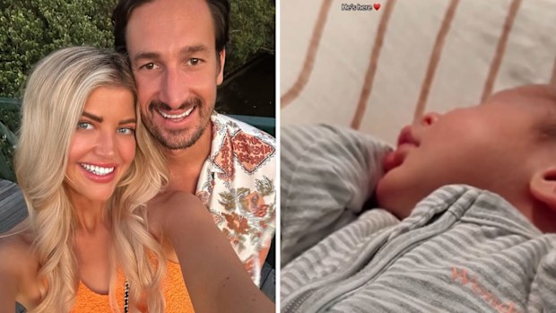 Anna McEvoy gives birth