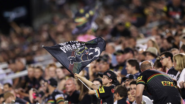 The crowd at Panthers Stadium for Penrith's round one NRL match against North Queensland.