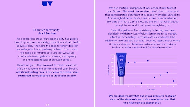 The first half of the Ultra Violette Lean Screen statement.