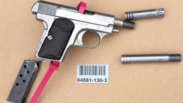 A gun seized during the traffic stop.