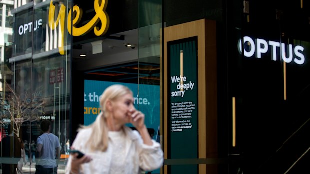 An Optus store front in George Street, in Sydney's CBD.
