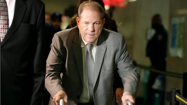 Harvey Weinstein has been using a walking frame as he enters and leaves court in New York.