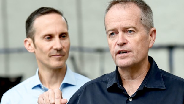 Shadow Assistant Treasurer Andrew Leigh and Labor Leader Bill Shorten.