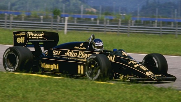Johnny Dumfries driving for Lotus on his Formula One debut in Brazil in 1986.