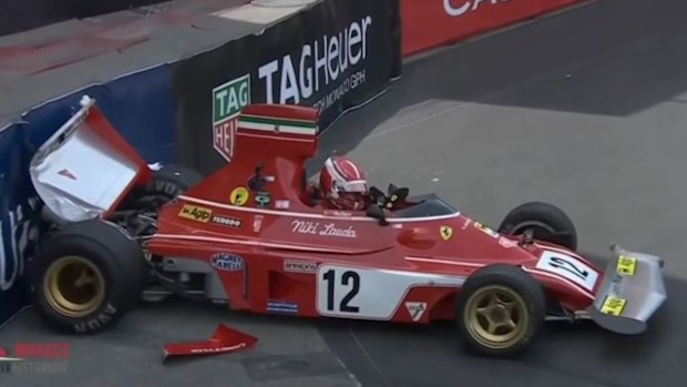 Charles Leclerc crashes an ex-Niki Lauda Ferrari at the Monaco Historic Grand Prix.