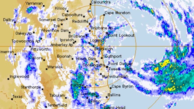 The rain radar over southeast Queensland.