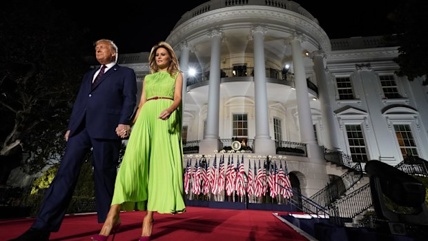 Donald Trump at the White House with his current wife Melania.