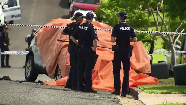 The car was covered in plastic as police investigated.