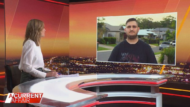 A Current Affair host Ally Langdon and Latitude Finance customer Dominic Bellantoni.