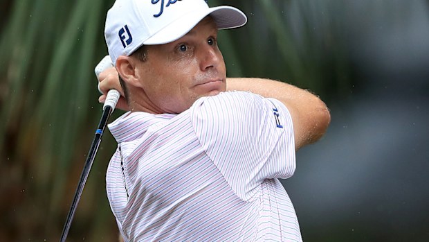 Nick Watney plays a shot on the 11th hole during the first round of the RBC Heritage