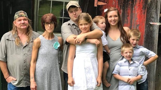 Melinda LeBarron, second left, from Muncy, Pennsylvania, was found after relatives followed a trail of blood into a thicket. 
