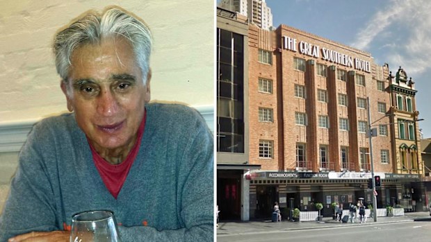 Victor Thomas Spink (left) and The Great Southern Hotel, where his body was believed to have been found on Monday.