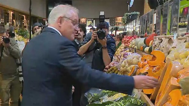 Nine political editor Chris Uhlmann said he was fascinated by Prime Minister Scott Morrison wandering around lettuce and pumpkins today.