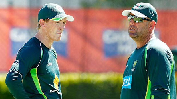 George Bailey (left) and Darren Lehmann in 2014.
