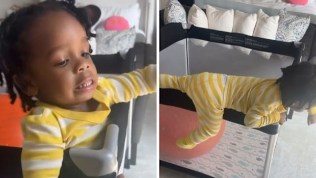 Rihanna shares video of son trying to escape cot