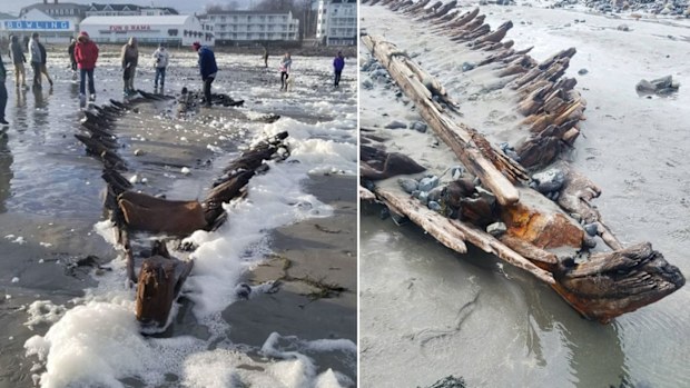 A storm has uncovered a ship wreck that's believed to date back to the 1700s. (Instagram)