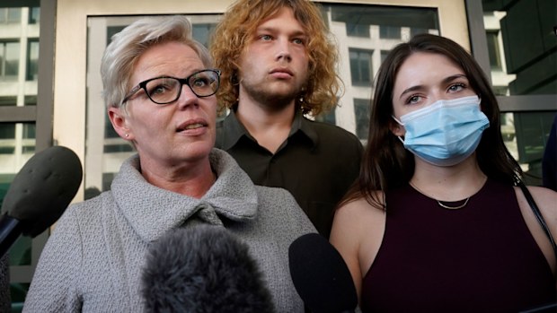 The wife of US Capitol rioter Guy Reffitt speaks with media