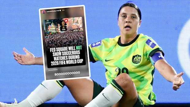 Sam Kerr has thrown her support behind a campaign to overturn the decision not to host Socceroos watch parties at Federation Square.