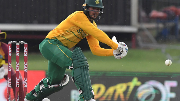 Quinton de Kock scored a century in South Africa's record-breaking win over West Indies.