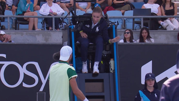 Karen Khachanov had a fiery exchange with the chair umpire after the ballkid incident