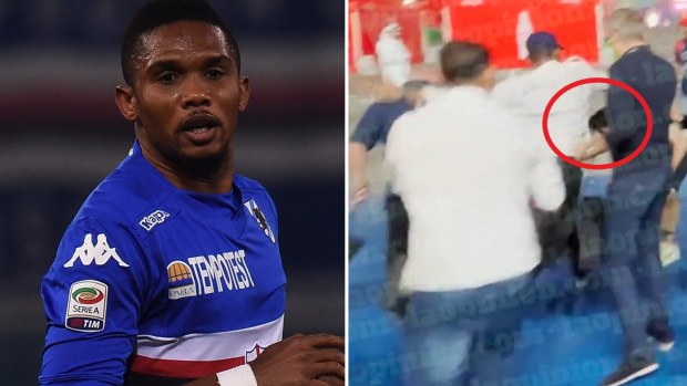 Samuel Eto'o (left) has been caught up in a "violent altercation" at the World Cup.