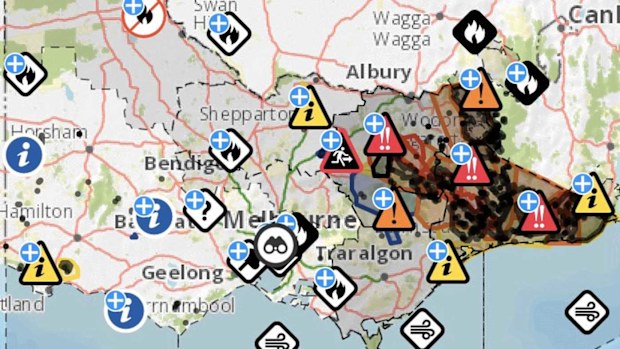 This January 11 image shows the warnings that were in place across Victoria.