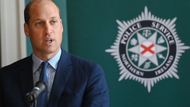Prince William, Duke of Cambridge meets attendees of a PSNI Wellbeing Volunteer Training course, including representatives from the Ambulance and Fire and Rescue services, to talk about mental health support within the emergency services at PSNI Garnerville on September 09, 2020 in Belfast, Northern Ireland