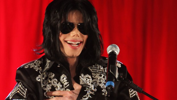 Michael Jackson at a press conference in London, England in 2009. 
