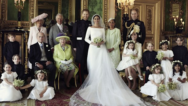 Meghan Markle and Prince Harry's royal wedding official family portrait at Windsor Castle.