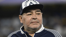 Diego Maradona at a Boca Juniors game in March this year.